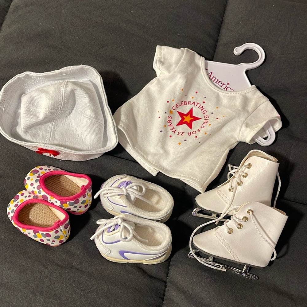 American girl clothing , shoes, skates and hat